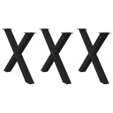 VidaXL Picioare de masă &icirc;n formă de X, 3 buc., negru, 90x(72-73) cm, oțel