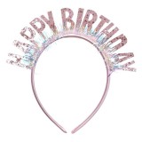 Coronita pentru fetite roz, cu mesajul Happy Birthday