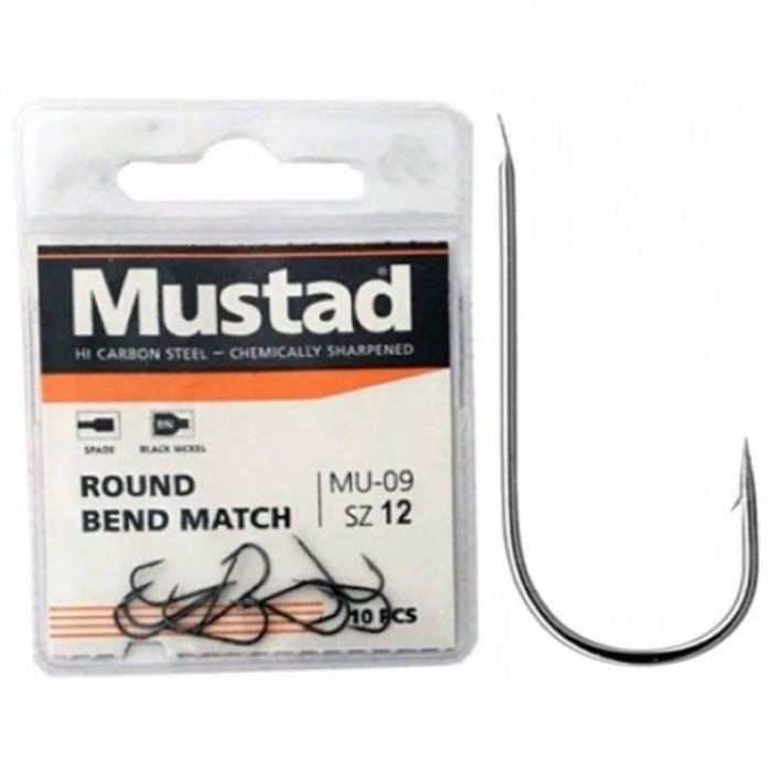 Carlige MUSTAD Round Bend Match MU09, Black Nickel, Nr.12, 10buc/pac