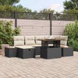 vidaXL Set de canapele pentru grădină 7 pcs Negru poliratan