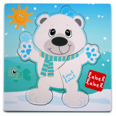 Puzzle din lemn Urs Polar Label-Label, 30 x 30 cm, 1 an+ foto