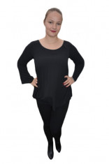 Bluza deosebita cu design plisat pe lungime, culoare neagra foto