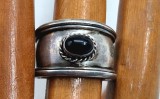 inel vintage din argint marcat AG . 925 cu piatra din onix negru marimea 59