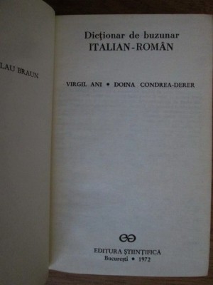 Virgil Ani - Dicționar de buzunar italian - rom&amp;acirc;n foto