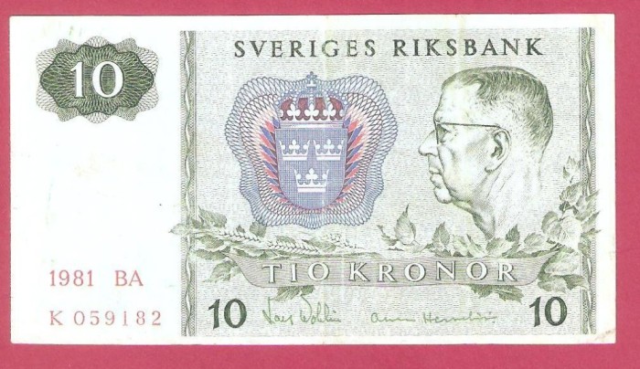 SUEDIA 10 KRONOR / 1981