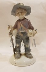 PORTELAN GERMAN MARCA ILMENAU &amp;quot;COPIL CU DOUA GASTE&amp;quot;, H-15cm. foto