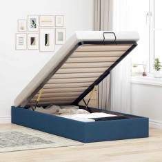 vidaXL Cadru pat otoman fără saltea țesătură albastră 90x190 cm 3310846