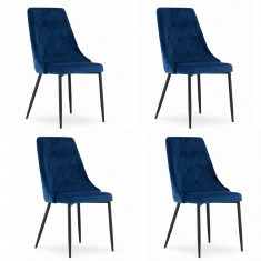 Set 4 scaune bucatarie/living, Artool, Imola, catifea, metal, bleumarin, 48.5x61x93.5 cm