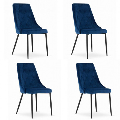 Set 4 scaune bucatarie/living, Artool, Imola, catifea, metal, bleumarin, 48.5x61x93.5 cm foto