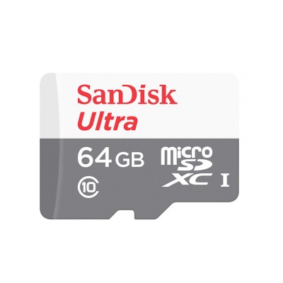 SanDisk - Memory Card Ultra (SDSQUNR-064G-GN3MN) - Android MicroSDXC, 64GB, Class 10/UHS-1 U1 - White / Gray foto