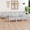 VidaXL Set mobilier de grădină, 11 piese, alb, lemn masiv de pin 3083370