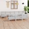 vidaXL Set mobilier de grădină, 11 piese, alb, lemn masiv de pin 3083370