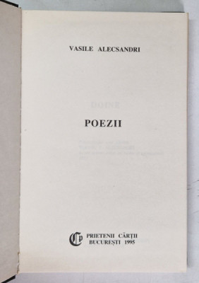 POEZII de VASILE ALECSANDRI , 1995 foto