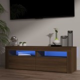 VidaXL Comodă TV cu lumini LED, stejar maro, 120x35x40 cm