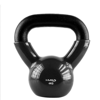 KNV04 Kettlebell negru din fontă neagră acoperită cu vinil HMS foto