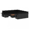Set mobilier de gradina cu perne, 13 piese, negru, poliratan