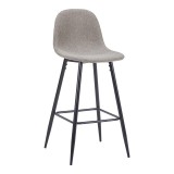 Cumpara ieftin Scaun bar Bella inaltime medie tesatura gri deschis picioare metalice negre 41x47x93 cm