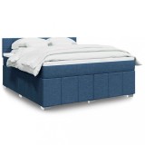 VidaXL Pat box spring cu saltea, albastru, 180x200 cm, material textil