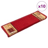vidaXL Covorașe pentru scări autoadezive, 10 buc., roșu, 65x21x4 cm