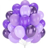 Set 10 baloane din latex chrome, flippy, model party, 23 cm, diferite nuante mov, 2.2 g
