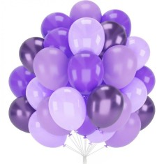 Set 10 baloane din latex chrome, flippy, model party, 23 cm, diferite nuante mov, 2.2 g