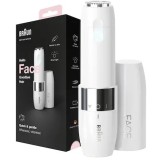 Mini aparat pentru indepartarea parului facial Braun FACE FS1000, pe baterii, Alb