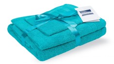Set prosoape bumbac Somnart 600gsm de fata 50x90 cm + de corp 70x140 + de maini 30x50 cm, turcoaz Relax KipRoom
