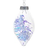 Glob ornament pentru brad de Crăciun, transparent, cu beteală irizată, 8 cm, CMCLASS