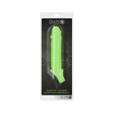 Manșon realist pentru penis OUCH! Glow In The Dark Penis Sleeve 6.3&rdquo;, cu inel pentru testicule, 15.5 cm, verde fosforescent