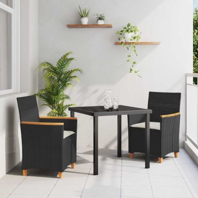 vidaXL Set de masă pentru grădină 3 pcs Negru poliratan 3381086 foto