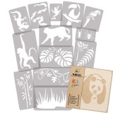 KIDS Șablon de plastic reutilizabile (14 buc) // ANIMALE DE JUNGLE