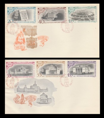 1959 Romania - 2 FDC 500 de ani de existenta documentara a orasului Bucuresti, LP 480 foto