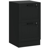 HOMCOM Corp birou, mobilier de depozitare din lemn 2 sertare cu &icirc;ncuietoare, şine de suspendare reglabile, 40 x 40 x 71 cm, negru | Aosom Romania