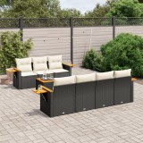 vidaXL Set mobilier de grădină cu perne, 8 piese, negru, poliratan