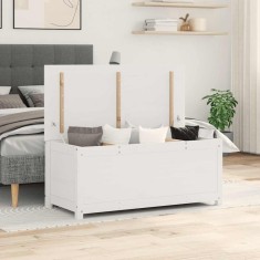 vidaXL Cutie de depozitare, alb, 110x50x45,5 cm, lemn masiv de pin 823540