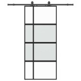 Cumpara ieftin Usa glisanta cu set feronerie neagra 90x205cm sticla securizata