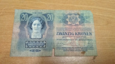 Bancnota zwanzig Kronen 2. Janner 1913 #40968 foto