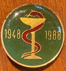 INSIGNA VECHE COLECTIE-SERVICIUL FARMACEUTIC MILITAR!,,1948-1988&quot;, per.COMUNISM