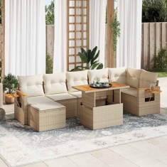 vidaXL Set canapele grădină cu perne 8 piese bej poliratan/lemn acacia 3327628