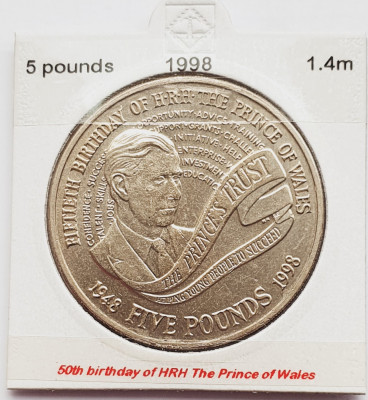 1857 Marea Britanie UK Anglia 5 Pounds 1998 Prince Charles&amp;#039; 50th Birthday km 995 foto