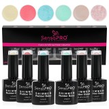 Cumpara ieftin Set 6 Shimmer Rubber Base 10ml SensoPRO Milano, Shine Shine Baby