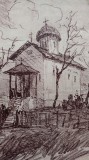 Biserica Bucur-Ciobanul București litografie de Alexandru Poitevin-Skeletti