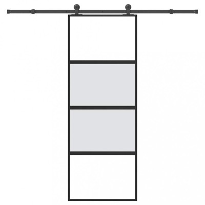 Ușă glisantă cu set de feronerie sticlă temperată și aluminiu foto