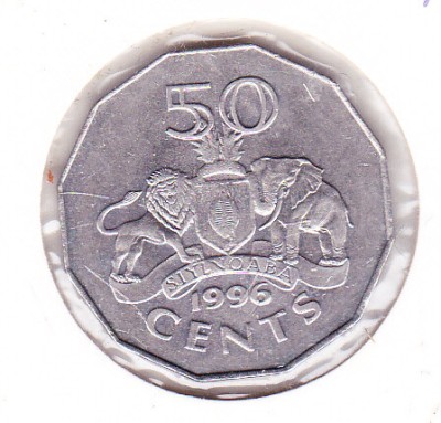 bnk mnd Swaziland 50 centi 1996 unc foto