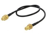 Cablu RF 50&Omega; 0,3m RP-SMA Negru Drept