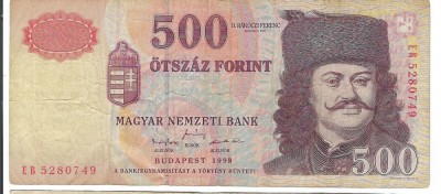 Bancnota 500 forint 1998 - Ungaria foto