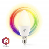 Bec LED Smart WiFi Nedis, E14, 4.9W, 470lm, 2200K-6500K, RGB, Zigbee 3.0