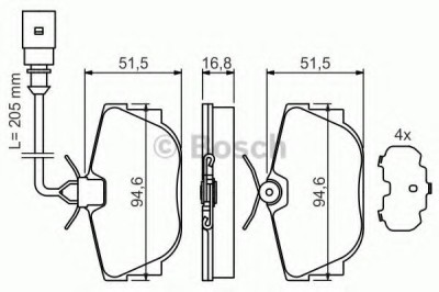 Set placute frana,frana disc VW TRANSPORTER IV bus (70XB, 70XC, 7DB, 7DW, 7DK) (1990 - 2003) BOSCH 0 986 494 051 foto
