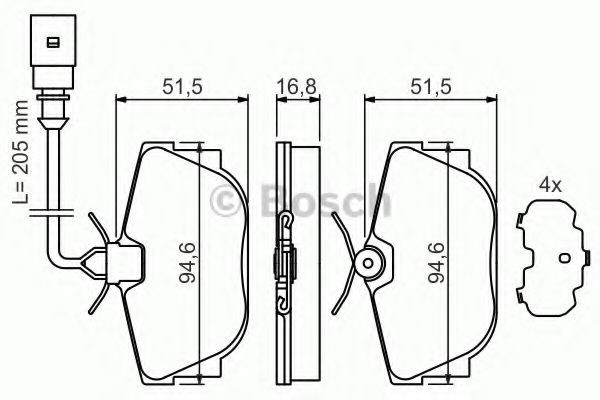Set placute frana,frana disc VW TRANSPORTER IV bus (70XB, 70XC, 7DB, 7DW, 7DK) (1990 - 2003) BOSCH 0 986 494 051