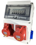 Tablou 10 module echipat cu 2 prize 5 poli 32A si 2 prize monofazice 16A industrial IP44 organizare de santier